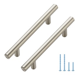 5 Pack 6 Inch Length Kitchen Cabinet Handles with 3.75 Inch Hole Center Brushed Nickel Cabinet Pulls Stainless Steel Drawer Pulls,Cabinet Knobs for Dresser Drawer