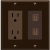 RiteAV HDMI Wall Plate 2 Port - Outlet [Brown/Brown]