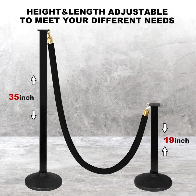 2 Pack Stanchions Post with Velvet Rope, Crowd Control Stanchions,