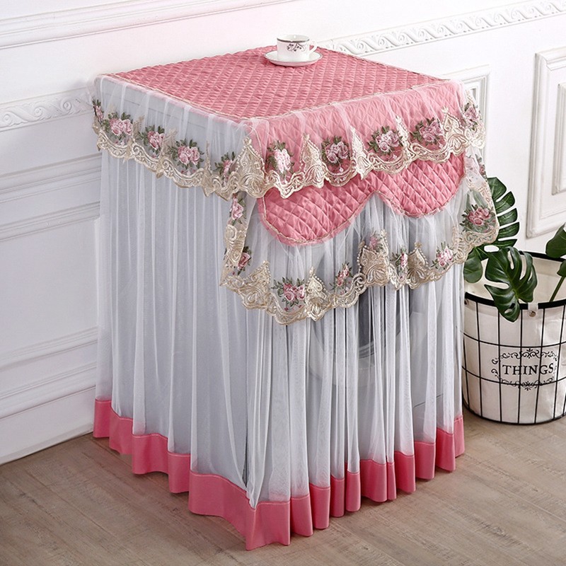 Household Sunscreen Washing Machine Lace Cover Dustproof Protective Cover 60x60x85cmPink