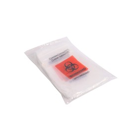 Saris and Things 6" x 9" Biohazard Bag for Specimen Collection Clear Plastic Zip Lock Bag 6x9 with Extra Pouch/Pocket for Documentation - Pack of 100