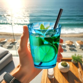 Amazing Abby - Iceberg - 16-Ounce Plastic Tumblers (Set of 8), Plastic Drinking Glasses, Mixed-Color Reusable Plastic Cups, Stackable, BPA-Free, Shatter-Proof, Dishwasher-Safe