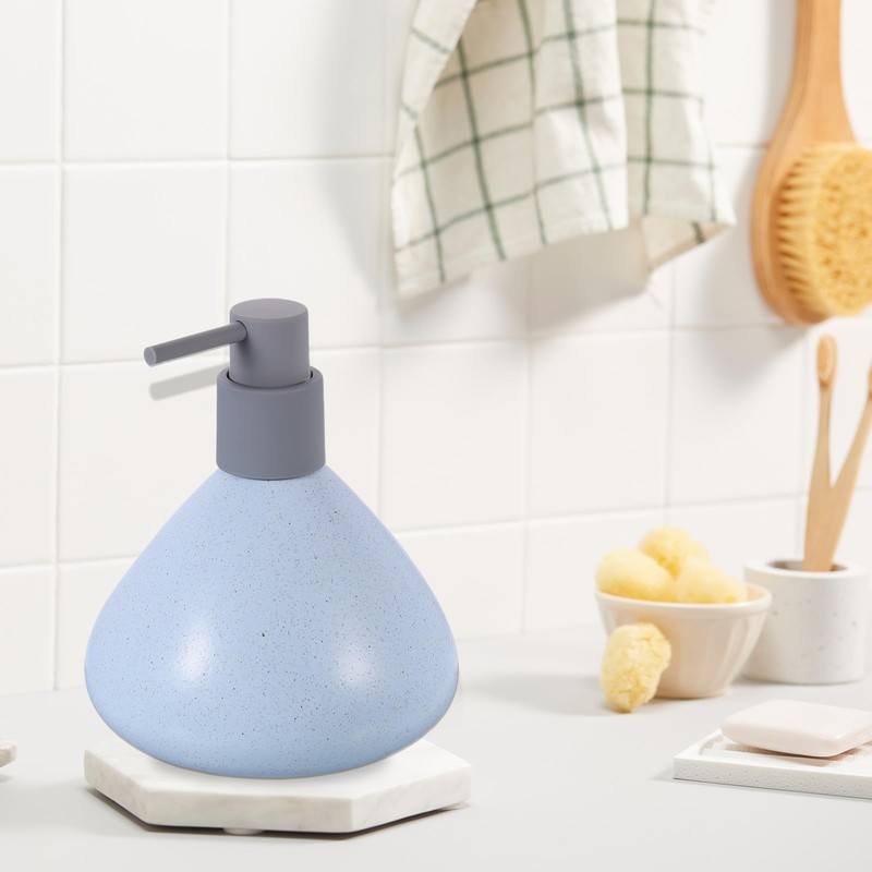 sourcing map Foaming Soap Dispenser 450ml/15oz Blue Ceramic Foaming Soap