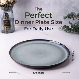 LERATIO Ceramic Dinner Plates Set of 6, 10.5 Inch Reactive Glaze Porcelain Plates, Modern Shape Dinnerware Dishes Set for Kitchen,Microwave&Dishwasher&Oven Safe, Scratch Resistant-Gray Blue