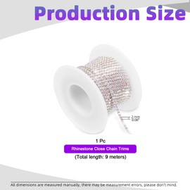 Swpeet 1 Roll 10 Yards 2MM Crystal Rhinestone Close Chain Trim, Claw Chain Diamond Rhinestone Trim for DIY Decoration, Crystal Rhinestones Cup Chain Trim Roll (AB Color Rhinestone with Silver Base)