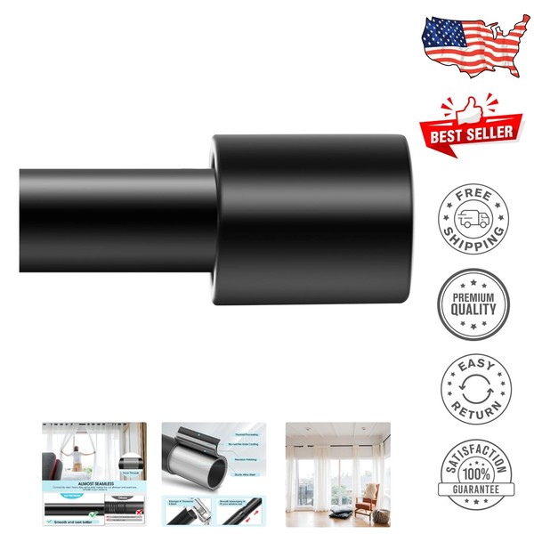 Adjustable 120-170 Inch Heavy-Duty Curtain Rods with Seamless Design in