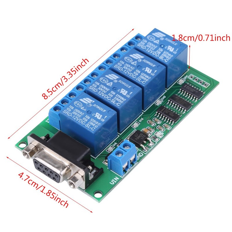 RS232 Relay Board 4Ch Remote Control Switch with RS232 DB9