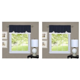 Achim Home Furnishings, Navy/White DRVL14NW12 Darcy Window Curtain Valance, 58" x 14" (Twо Pаck)