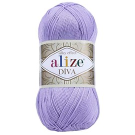 Alize Diva Silk Effect 100% Microfiber Acrylic Yarn 1 Ball skeins 100gr 383yds Color (158 - Lavander)