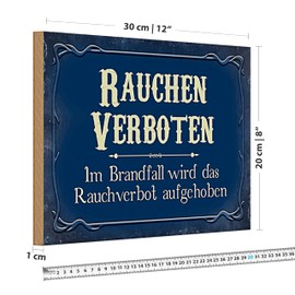 Rauchen Verboten Schild | Vintage-Design | Ideal für Büros und Restaurants | Nostalgischer Look | 20 cm x 30 cm