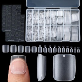 Classicseali 348PCS Toe Nail Tips, Acrylics Matte Transparent Toe Tips, 15 Sizes Toes Nail Extensions, Wide Longer Big Toes Nails, for Women, Men, Girls Nails Art DIY and Salon Foot Manicure