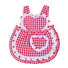 Love Potato Kids Aprons for Girls - Cute Gingham Toddler Girl's Apron for Ages 1-3 Years (Red2)