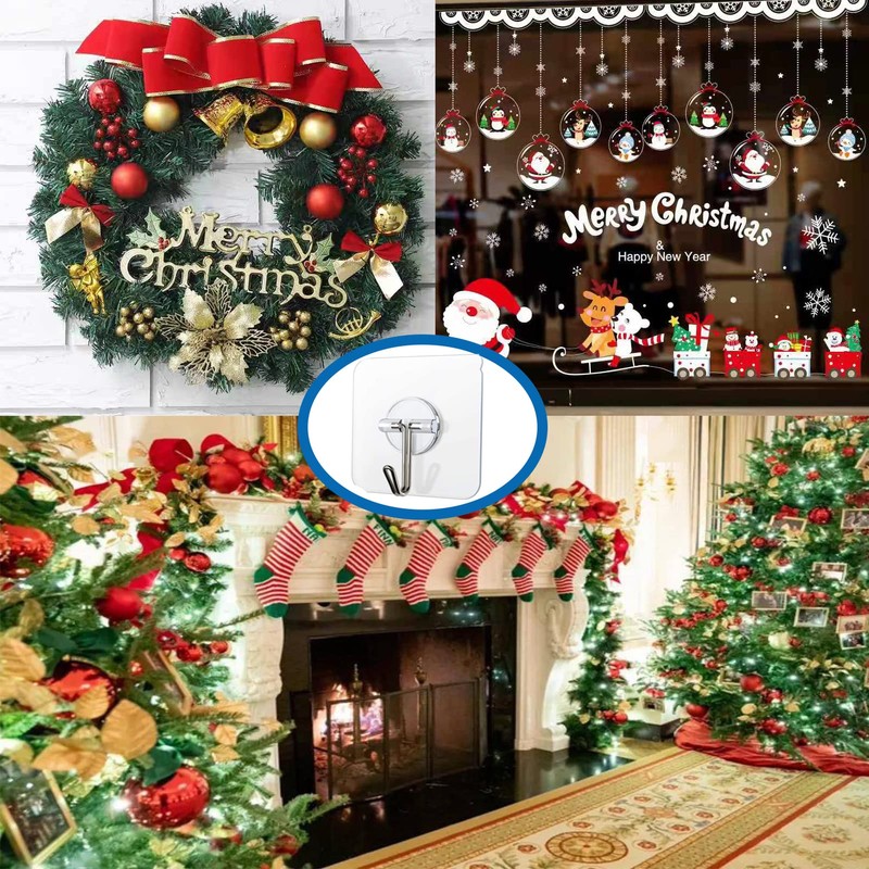 Adhesive Hooks 40 Pack 22lb(Max) Adhesive Wall Hooks, Heavy Duty