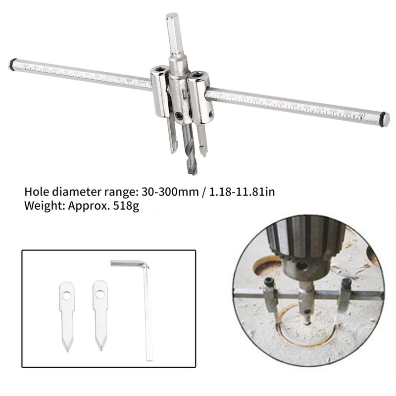 Adjustable Gatenzaag Circle Cutter, 30-300mm Circle Cutter Wood Adjustable Circle