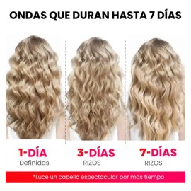 Waflera Rizador De Cabello Ferro Tenaza Tymo Rovy Ondas 1,25 PuLG Color Rosa claro                                                                    