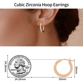 Gacimy Rose Gold Hoop Earrings for Women, 20mm Cubic Zirconia Rose Gold Hoop Earrings, 14k Rose Gold Plated Hoop with 925 Sterling Silver Post