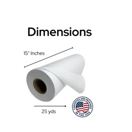 Light Weight Fusible White Non Woven - Iron On Interfacing 15" x 25yd for Crafting, Quilting, Sewing, Shirt Plackets, Dresses, Collars, Cuffs and Other DIY Projects by H.B.I. Products