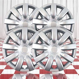 Brighter Design Set of 4 15" Push-on Silver Hubcaps for Toyota Camry 2004-2006