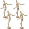 YUENPUN 4 PCS 8.4 Inch Wooden Figure Model, Posable Wooden