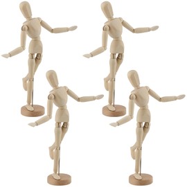 YUENPUN 4 PCS 8.4 Inch Wooden Figure Model, Posable Wooden Human Figure, Articulated Drawing Mannequin Art Mannequin Figure for Home Decoration, Sketching, Model Making