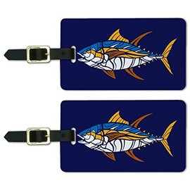 Tuna Fish Design Luggage ID Tags Suitcase Carry-On Cards - Set of 2