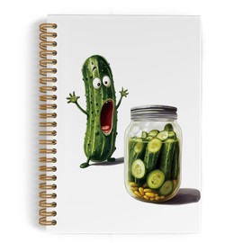 QLMX Pickle Gifts Spiral Notebook, Funny Journal Notebook, Pickle Lovers Gifts Notebooks for School Work, Funny Office Supplies Gifts for Women Men, 5.5x8.3 Inch
