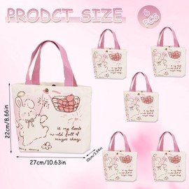 Lyosehy - 6 bolsas de lona de 9 x 11 pulgadas, bolsas de lona, bolsas de almuerzo para niños, fiestas de cumpleaños, bolsas de caramelo, playa, viajes, compras, eventos (conejo)