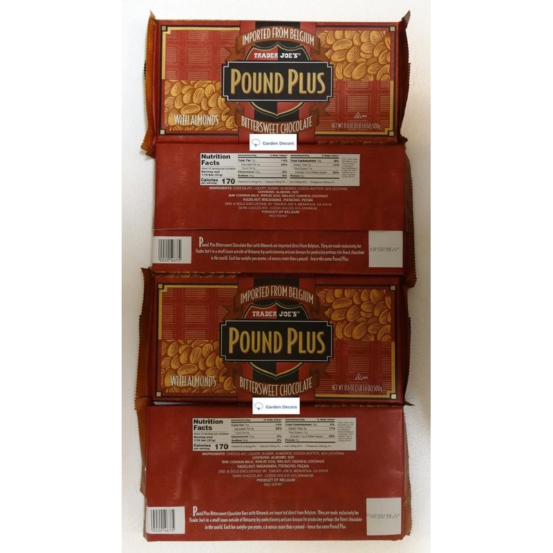 Trader Joes Pound Plus Belgium Bittersweet Chocolate with Almonds 17.6oz