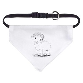 Small 'Cute Lamb with Floral Crown' Dog/Cat/Pet Bandana (PD00063633)