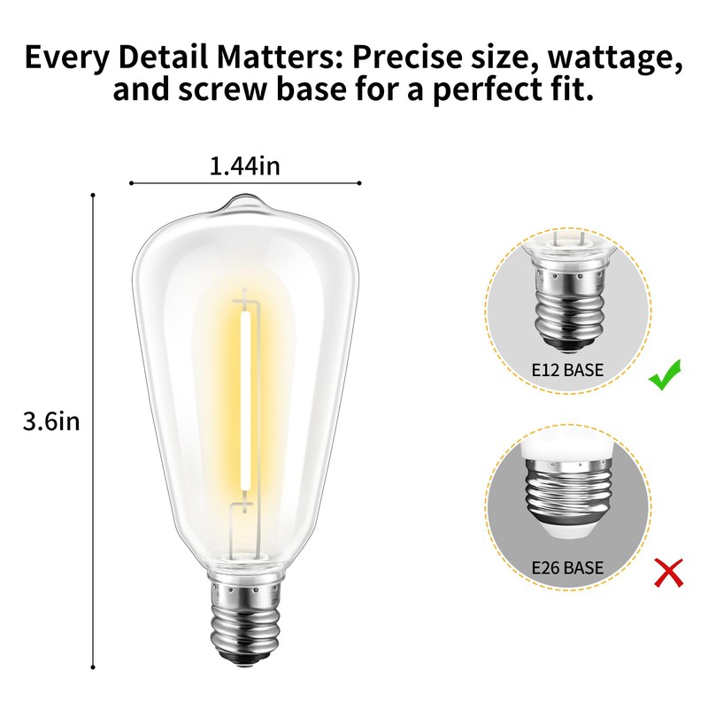 Hobbynors 10Pack ST38 LED Outdoor String Light Replacement Bulbs, Shatterproof