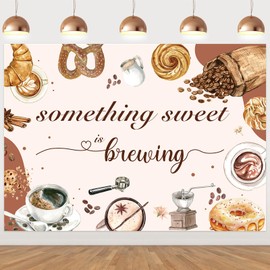 Coffee Baby Shower Decorations brown 7*5ft Somethings Sweet is Brewing Backdrop Banner Decor with Coffee Bean brown Donuts Brunch Tea Baby Shower Decor for Coffee Baby Shower Gender Reveal