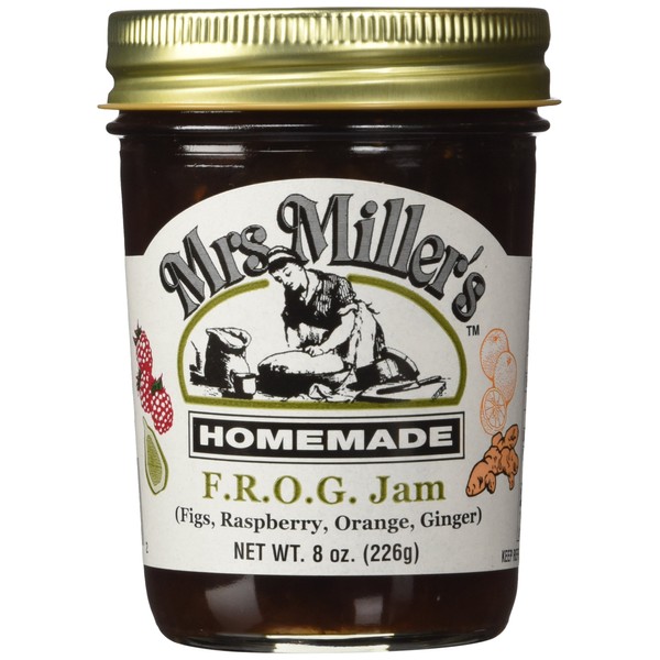 Mrs. Miller's Amish Homemade F.R.O.G. Jam (Figs, Raspberry, Orange & Ginger) 8 oz/226g - Pack of 2 (Boxed)