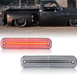 NJSBYL Rear Side Marker Lights for Chevy and GMC C10 C20 C30 K10 K20 K30 C1500 C2500 C3500 K1500 K2500 K3500 R30 V30 R3500 V3500 Pickup Trucks Clear Lens Red LED Markers Signal Lamps 6270433 6270434