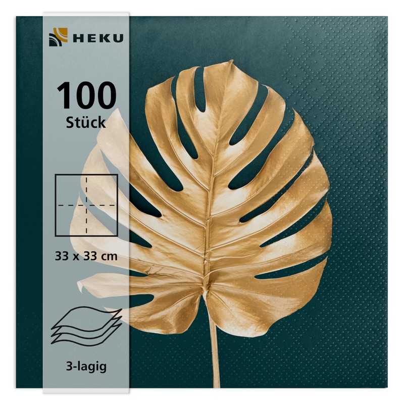 HEKU 100 napkins, 3-ply, 33 x 33 cm, absorbent and