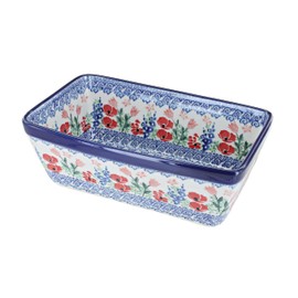 Blue Rose Polish Pottery Dreaming of Poppies Loaf Baker