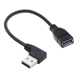 LUKFOCAB Flat Right Left Angle USB 3.0 Extension Cable 2 Pack, 90 Degree USB Type A Male to Female Super Fast 5Gbps Data Cord, Ideal for Laptop, TV, USB Disk, Mouse, Hard Disk, Webcam, 10 in / 25 CM