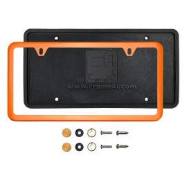 Aftermarket Products Silicone back Guard Two Holes Slim license Solar Orange License Frame+Screw Cap