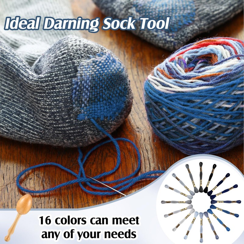 Jexine Darning Egg for Socks Wooden Darning Supplies Kit with