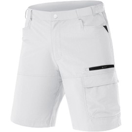 TACVASEN Mens Shorts Quick Dry Cargo Shorts with Pockets Golf Shorts Lightweight Summer Waterproof Shorts White,40