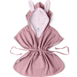 Mababu Children's Bathrobe with Hood, Baby Bathrobe, 100% GOTS, Children's Bathrobe for Girls and Boys, Dusty/Pink