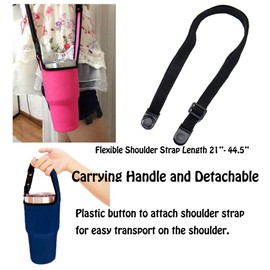 Set of 4 Tumbler 30oz Carrier Holder Pouch with Shoulder Strap, Fit for YETI, Rtic, Atlin, Ozark Trail, Rambler 30 oz Insulated Tumbler Coffee Cup, Neoprene Sleeve with Carrying Handle - 4 Colors