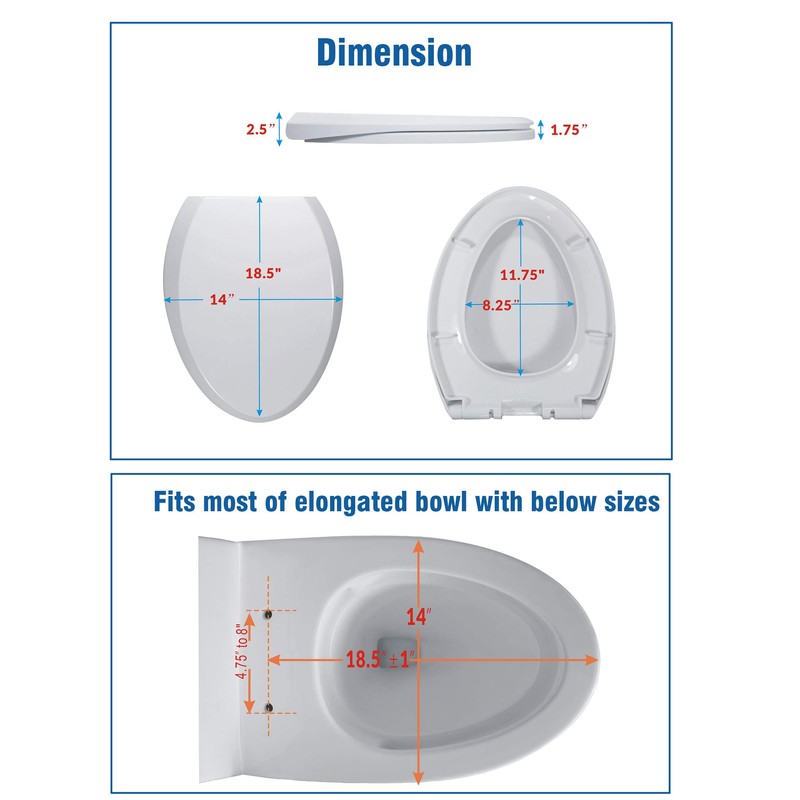 WinZo UF001 Elongated Toilet Seat Cover, Heavy Duty UF Soft