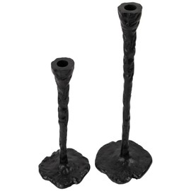 Northlight Slim Hammered Metal Taper Candle Holders - 16" - Black - Set of 2