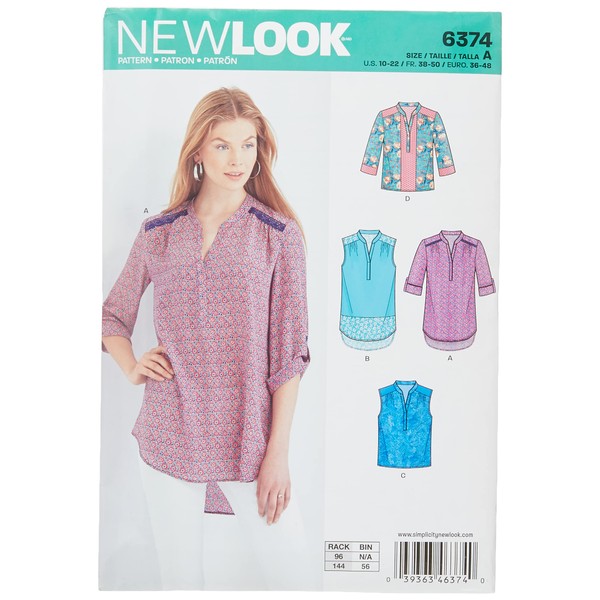 New Look 6374 Misses' Shirts with Sleeve and Length Options
