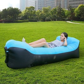 FUNCER Air Sofa, Air Bed, Beach Chair, Beach Bed, Summer Bed, Portable Air, Yellow, 210D Oxford, Lightweight, Includes Storage Bag, Air Pump Not Required, Air Sofa, Mat, Camping, Outdoors, Indoor