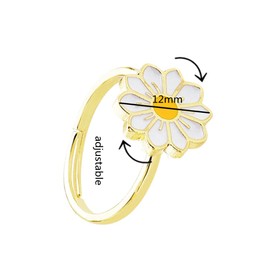 COLORFUL BLING Delicate Silver Cubic Zirconia Daisy Flower Butterfly Fidget Anxiety Rings for Women Adjustable Open Sunflowers Evil Eyes Stress Relief Stackable Rings-B daisy gold