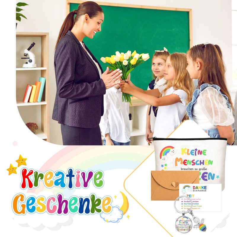 Forbabe 2 sets teacher gift key ring cosmetic bags