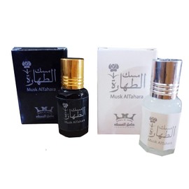 Women Mesk Althara Pure Saudi Altahara Perfume White & Black 2 X 5 ml Oil Incense Scented Body Fragrance Alcohol Free مسك الطهارة