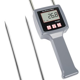 Precision Hay Moisture Meter, TK100H Digital LCD Hay Bales Moisture Detector, Portable Hay Moisture Tester with Moisture Probe for Hay Bale Moisture Level, Range 0-84%, Max. Hold