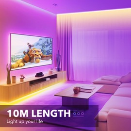 GY LED Strip 10 m, RGB LED Strip with Remote Control and App, Music Sync, Smart LED Strip that Works with Alexa, Suitable for Parties, Gaming Rooms, Bedroom, TV, Kitchen Decorations